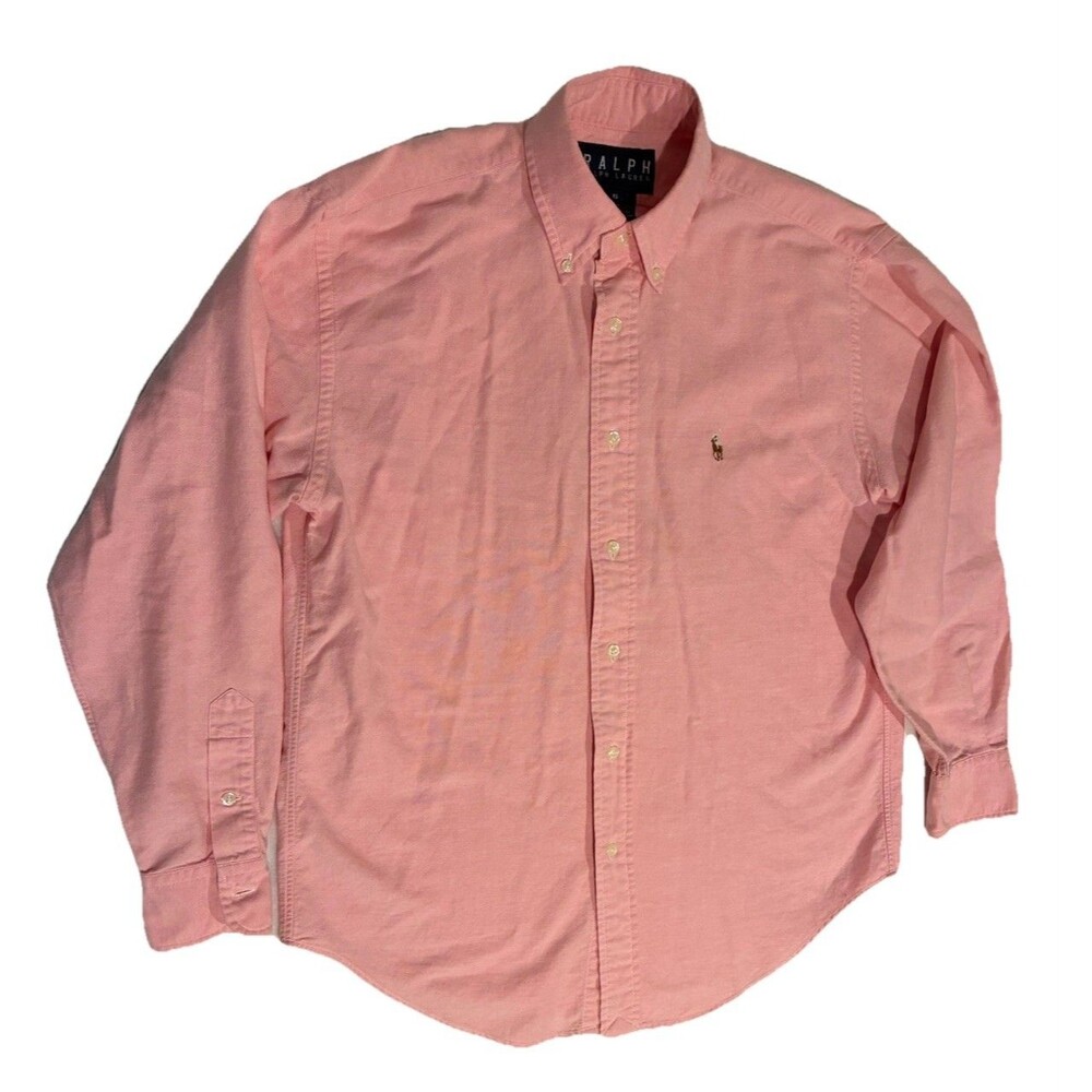 Vintage Ralph Lauren Pink Oxford Button-Down Shirt Women 6 Pony Preppy Casual